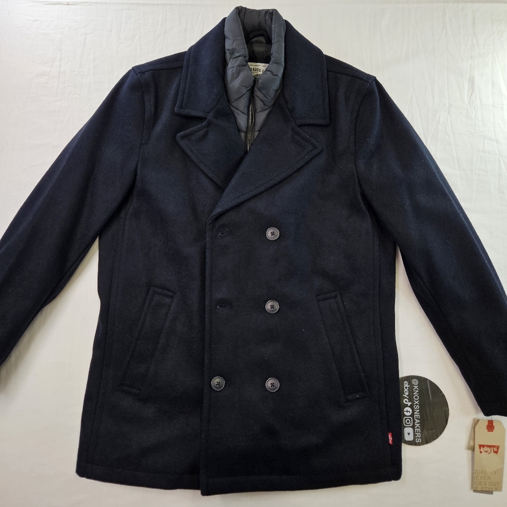 Levi’s Wool Blend Peacoat 2X Double-Breasted Quilted Liner Men's Size Medium